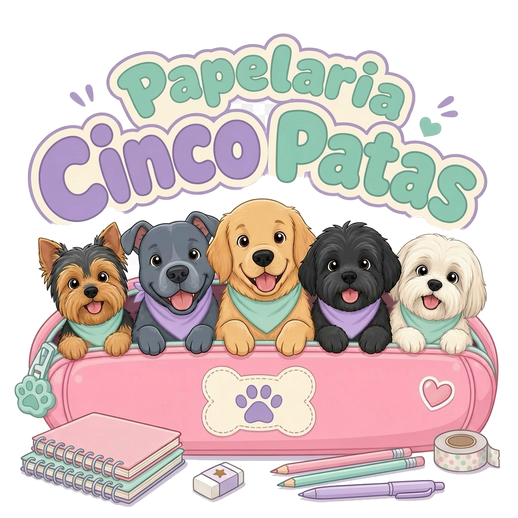 Logotipo oficial da Papelaria Cinco Patas